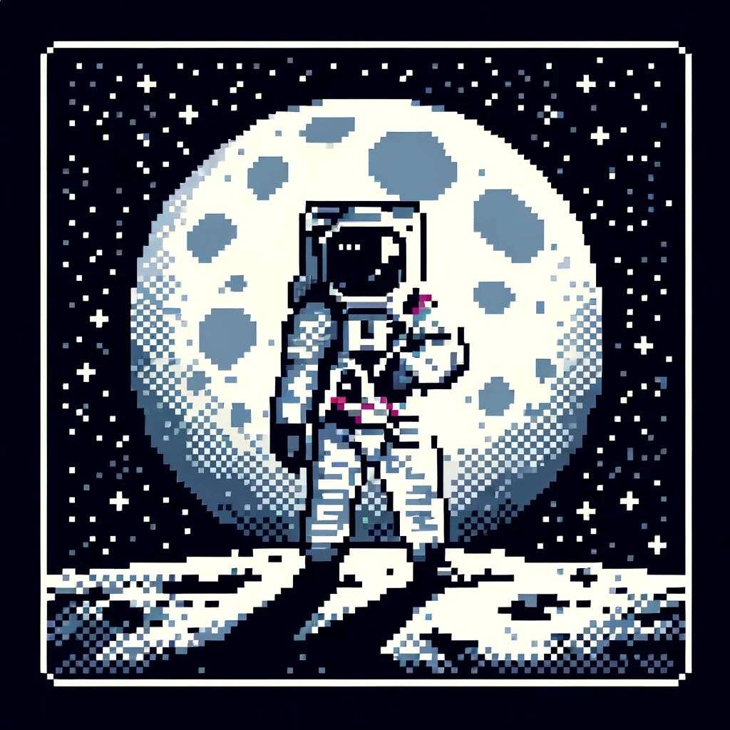 an astronaut, old computer game graphics